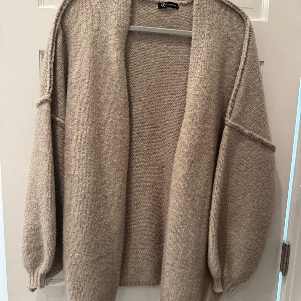 Cozy Beige Open-Front Sweater